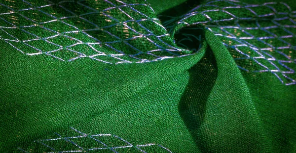 Tecido Verde Capa Xale Com Fios Tecido Este Xale Impressão — Fotografia de Stock