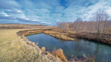 Sonbahar kış manzarası, Kasım. Ay sonuna kadar. Üzücü, kasvetli bir mevsim, doğa karı bekliyor.,