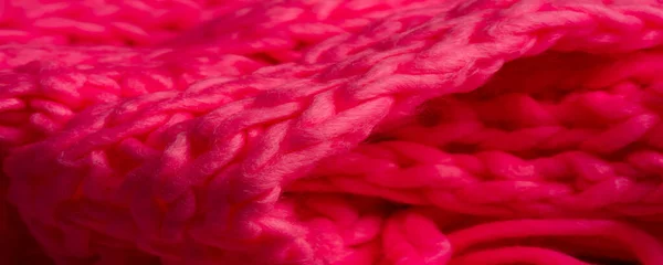Écharpe Laine Tricotée Rouge Grande Maille Épaisse Superbe Écharpe Hiver — Photo