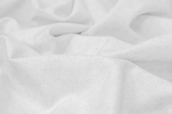 亜麻繊維で作られた白いリネン生地は その柔らかさ 自然な起源 耐久性と強さだけでなく その抗真菌性と抗菌特性で有名です — ストック写真