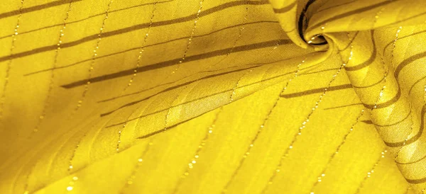 Tecido Amarelo Âmbar Com Listras Lurex Perfeito Para Estilo Fresco — Fotografia de Stock