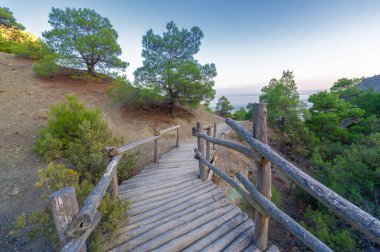 Kırım Yarımadası 'nın fotoğrafları. Golitsyn izleri Green Bay 'in güneybatı kıyısından geliyor. İzler, Çar II. Nicholas 'ın gelmesiyle Prens Golitsyn' in emriyle dikildi..