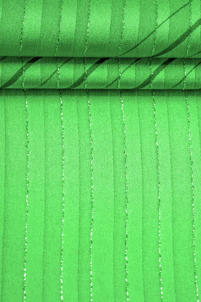 Зеленая Изумрудная Ткань Полосками Lurex Идеально Подходит Свежего Удобного Стиля — стоковое фото