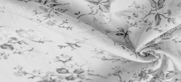 Biały Bawełniany Materiał Kwiatowym Nadrukiem Kup Kwiatowe Druki Artystyczne Niezależnych — Zdjęcie stockowe