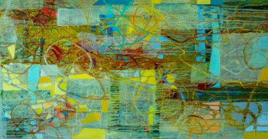 Soyutlama. Sanatsal olarak karıştır. Tuvalin yüzeyi. Duvar çizimleri. Geniş fırça. Yağlı boya. Renkli doku. Modern sanat. Renkli desen. El yapımı arka plan. 2D illüstrasyon. Arkaplan malzemesi