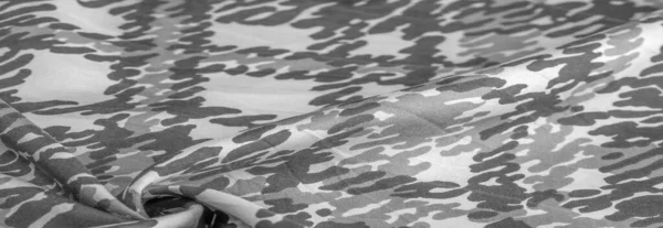 Tecido Seda Preto Branco Abstração Impressão Direitos Autorais Tecido Camuflagem — Fotografia de Stock