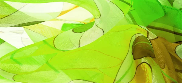 Yeşil Beyaz Sarı Geometrik Renkler Ince Ipek Ipekten Bir Peçe — Stok fotoğraf