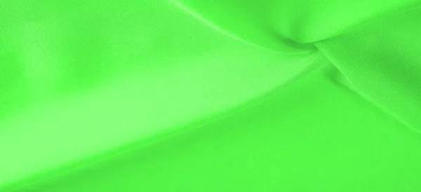 Zielony Jedwabny Materiał Piękny Gładki Elegancki Falisty Zielony Satynowy Jedwabny — Zdjęcie stockowe