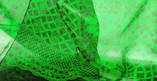 Zöld Háttér Textilanyagból Csipke Szövet Természetes Smaragd Textúra Textúra Háttér — Stock Fotó