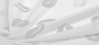 Doku, arkaplan, zemin bağlam, sevgi, folyo alan, dudak izi olan siyah beyaz ipek kumaş.