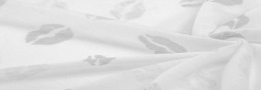 Doku, arkaplan, zemin bağlam, sevgi, folyo alan, dudak izi olan siyah beyaz ipek kumaş.