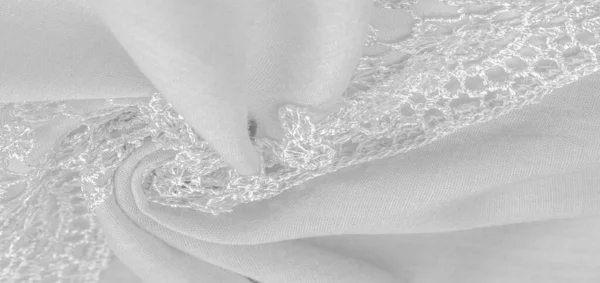 Wiosenny Biały Jedwab Koronkowymi Pelerynami Elegancki Elegancki Biały Jedwab Lub — Zdjęcie stockowe