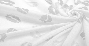 Doku, arkaplan, zemin bağlam, sevgi, folyo alan, dudak izi olan siyah beyaz ipek kumaş.