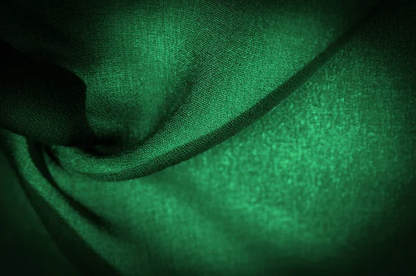 Ciemnozielony Jedwab Szyfonowy Szmaragdowe Abstrakcyjne Tło Zielona Tkanina Zbliżenie Miękka — Zdjęcie stockowe