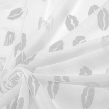 Doku, arkaplan, zemin bağlam, sevgi, folyo alan, dudak izi olan siyah beyaz ipek kumaş.