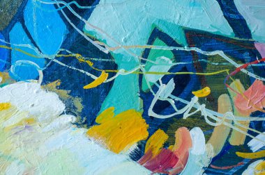 Tuval üzerinde renkli bir tablo. Fotoğraf stüdyosu. Soyut sanat geçmişi. Tuval üzerine yağlı boya boya. Çok renkli parlak bir doku. Bir sanat eserinin parçası. Yağlı boya lekeleri.