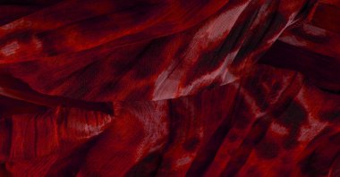 Kırmızı bez. İnce organzalı ipek kumaş, panter desenli, buruşuk desenli. Geçmişi. Şablon.