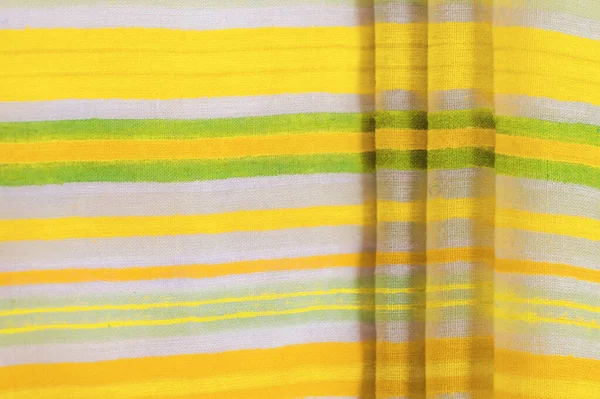 Texture Background Pattern Yellow Stripes Cotton Fabric Mapudungun Pontro Poncho — Stock Photo, Image