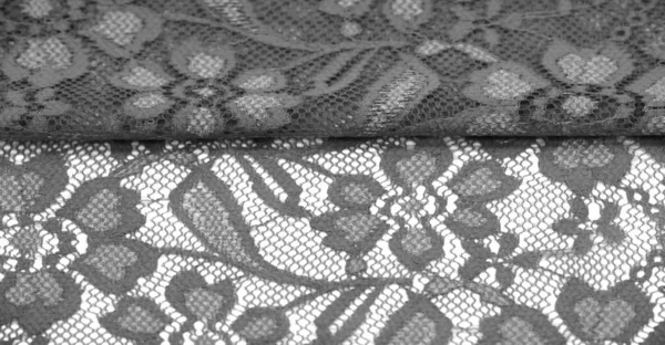 Black White Lace Stunning Sophisticated Fabric True Work Art Intense — стоковое фото