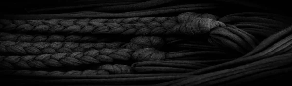 Fabric Black Braids Knitted Knitted Background Embossed Pattern Braids Knitting — Stockfoto