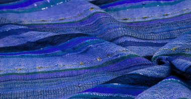Blue wool scarf. A quality and delicate scarf that gives an elegant and upscale look to any design. smooth sequined striped prints