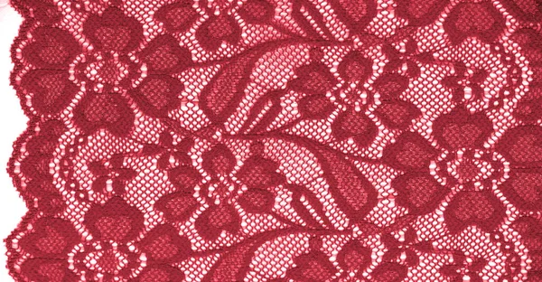 Red Lace Stunning Sophisticated Fabric True Work Art Intense Red — 图库照片