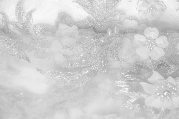 Tessuto Pizzo Bianco Texture Sfondo Modello Questo Ricamo Qualità Bianca — Foto Stock
