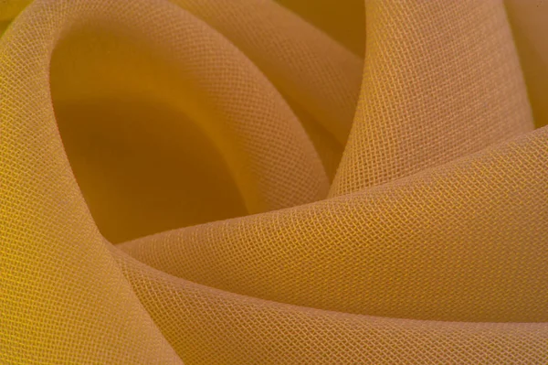 Yellow Silk Polyester Background Yellow Silk Fabric Textured Background Made — Fotografia de Stock