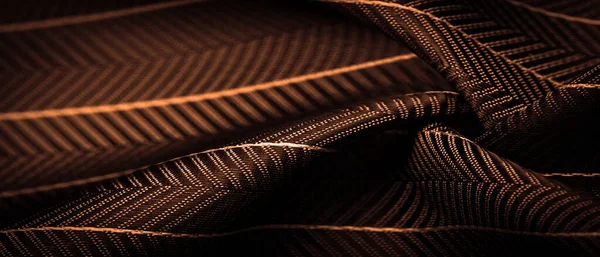 Dark Brown Silk Fabric Thin White Stripe Textured Pattern Composite — Stock Photo, Image