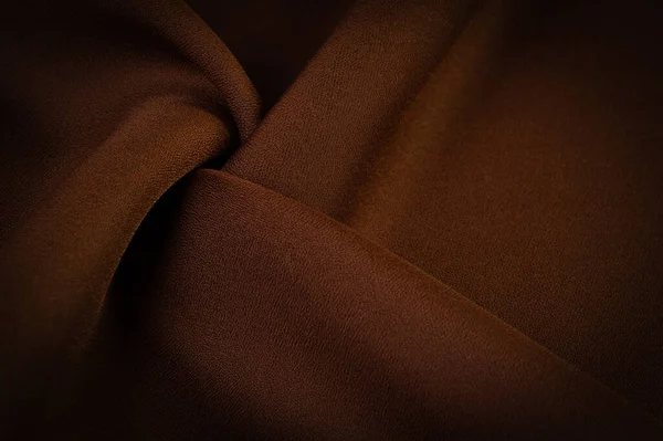 Silk Brown Fabric Yard Side Chocolate Silk Fabric Lightweight Silky — 스톡 사진