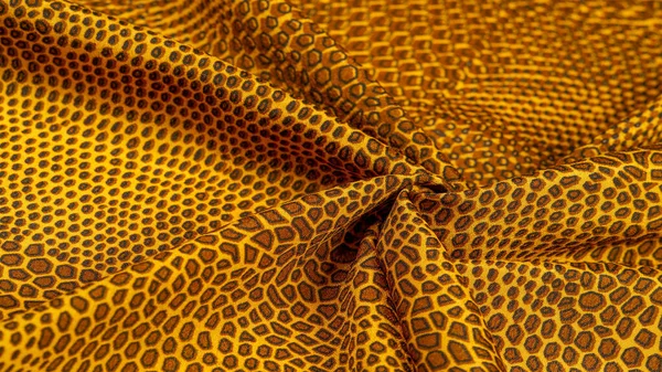 Yellow Brown Silk Fabric Animal Skin African Theme All Projects — Stock Photo, Image