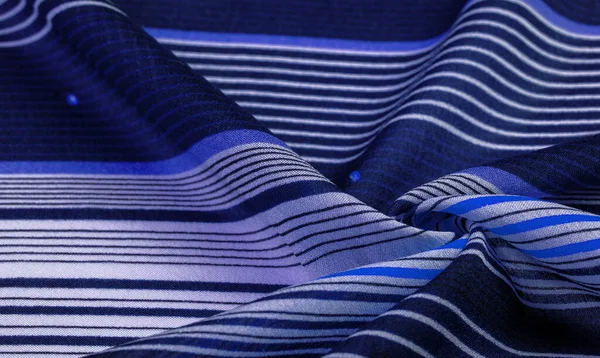 Silk Fabric Blue Background Striped Pattern White Purple Lines Mexican — Stock Photo, Image