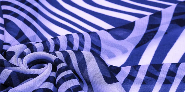 Tecido Seda Linhas Abstratas Azuis Brancas Forma Mágica Padrão Abstrato — Fotografia de Stock
