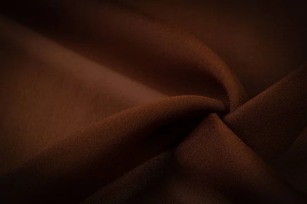Silk Brown Fabric Yard Side Chocolate Silk Fabric Lightweight Silky — Stok fotoğraf