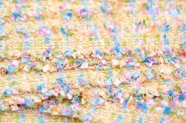 Tissu Dentelle Perles Multicolores Avec Pompons Fringe Tassels Gros Plan — Photo