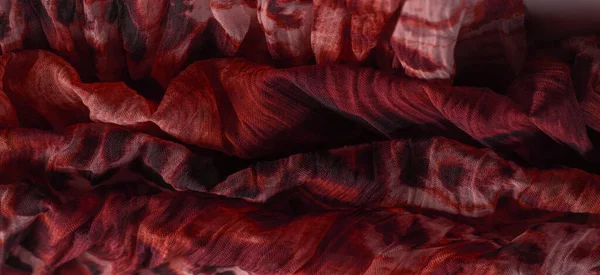 Panno Rosso Tessuto Seta Pregiata Organza Con Stampa Pantera Texture — Foto Stock