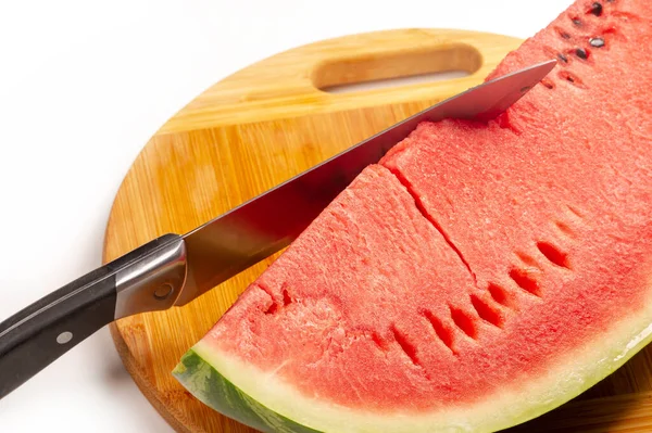 Watermelon Slices Large Fruit Plant Gourd Family Smooth Green Skin — Fotografia de Stock