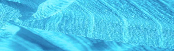 Silkesväv Textur Blått Rynkigt Tyg Blå Rynkig Vågig Ytstruktur Närbild — Stockfoto