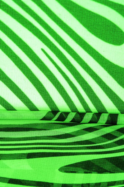 Zijden Stof Groene Witte Abstracte Lijnen Magische Vorm Van Abstract — Stockfoto