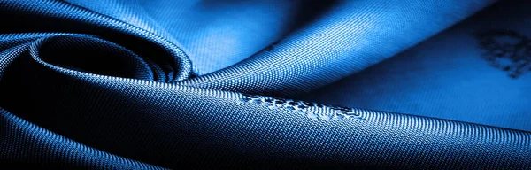 Silk Fabric Dark Blue Grayish Blue Small Pattern Pattern Which — Stok fotoğraf