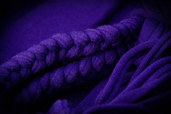 Fabric Blue Braids Knitted Jersey Background Relief Pattern Braids Knitting — Photo