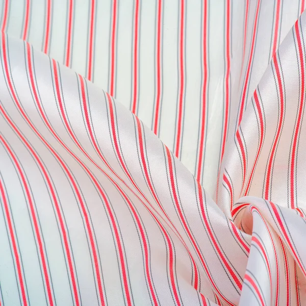 White Silk Fabric Red Gray Stripes Narrow Stripe Line Stroke — Stock Photo, Image