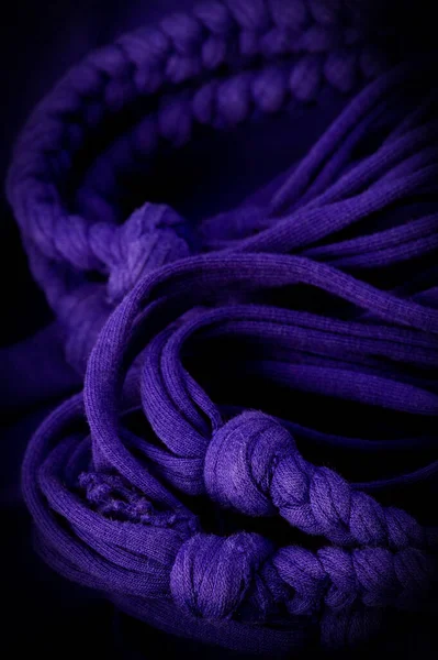 Fabric Blue Braids Knitted Jersey Background Relief Pattern Braids Knitting — Stok fotoğraf