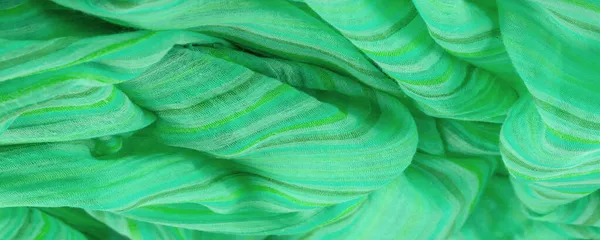 Green Fabric Material Textile Art Background Stripes Wallpaper Photo Template — Stock Photo, Image