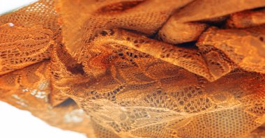 Sarı dantel. Elastik moda tekstil jakuzi danteli. Seksi iç çamaşırları için dekoratif bir şey. Lastik bantlar. Ev dekoru. Tasarımın için doku. Geçmişi. şablon.