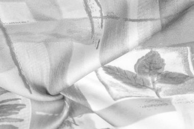 Soyut desenli siyah beyaz kumaş, bitki dallarının izi. Doku. Geçmişi. Şablon.