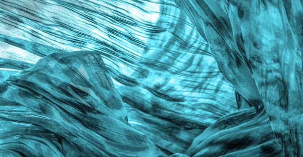 青い布 パンタープリントの細かいオーガナイザーのシルク生地 クランプドテクスチャ テンプレート — ストック写真
