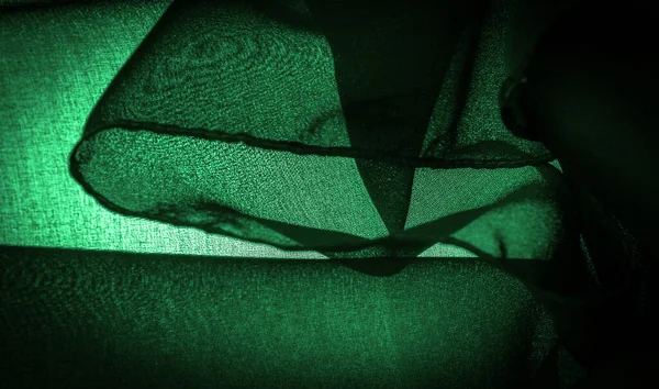 Tmavě Zelené Šifonové Hedvábí Smaragdové Abstraktní Pozadí Uzavřená Zelená Látka — Stock fotografie