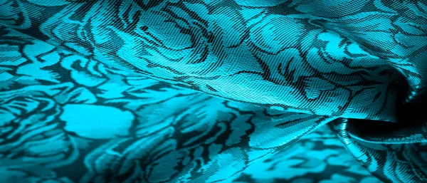 Blue Silk Fabric Floral Pattern Extraordinarily Pleasant Visual Sensations Beautiful — Stock Photo, Image