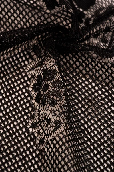 Siyah Kadın Dantelinden Şal Siyah Dantelden Örgü Püskül Örgüsü Çiçek — Stok fotoğraf